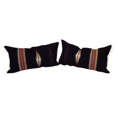 Vintage PAIR OF 1940'S NAVAJO WEAVING BOLSTER PILLOWS W/ FRINGE