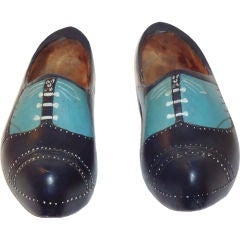 FOLKY ORIGINAL PAINTED EARLY 20THC WOOD CLOGS