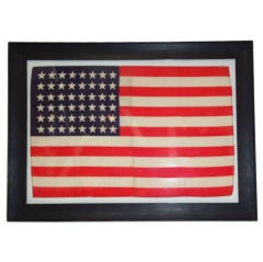 FRAMED 48 STAR SILK FLAG IN Antique FRAME