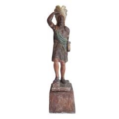 VERY RARE 19THC PAINTED  CIGAR STORE INDIAN HOLDING CIGARS