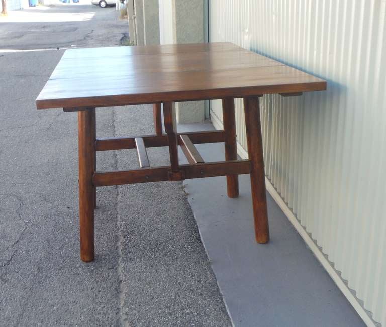 Signed Rittenhouse Furniture Rustic Drop-Leaf Dining Table In Excellent Condition In Los Angeles, CA