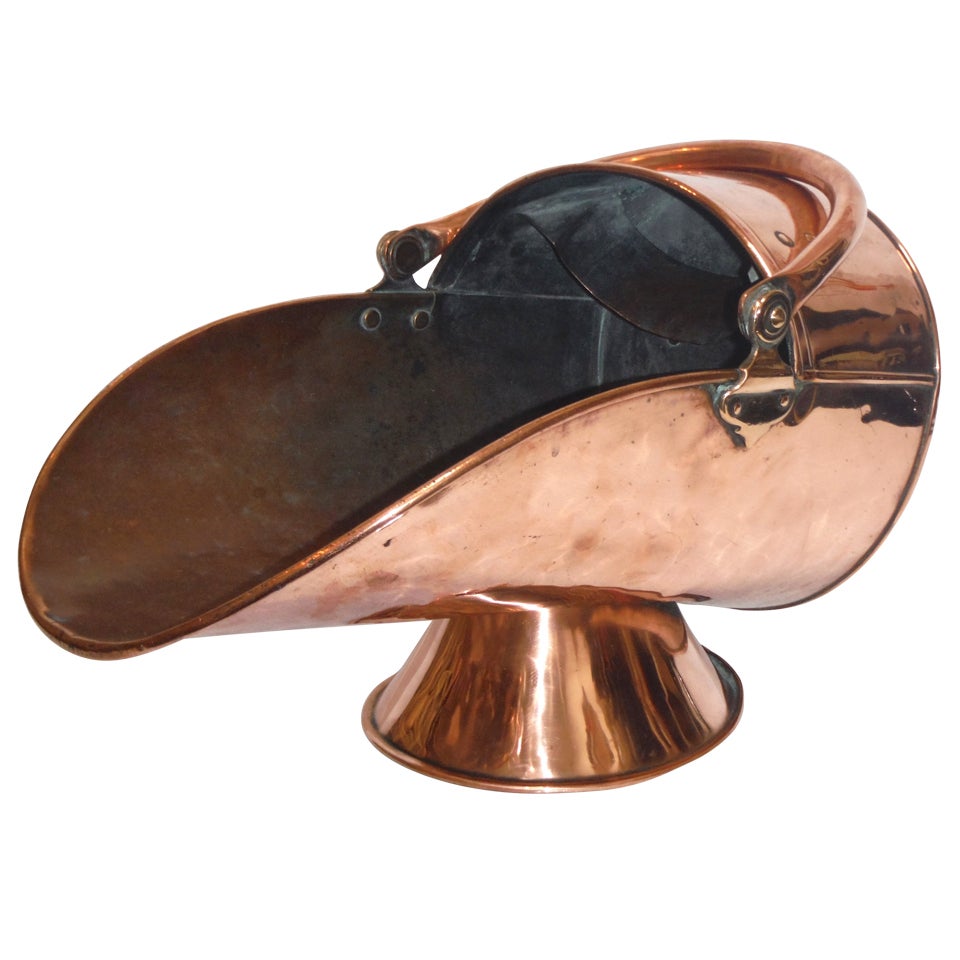 19th Century Polished Copper and Brass Coal or Kindling Bucket
