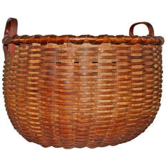 Antique Large 19thc Double Handled Basket From Pennsylvania