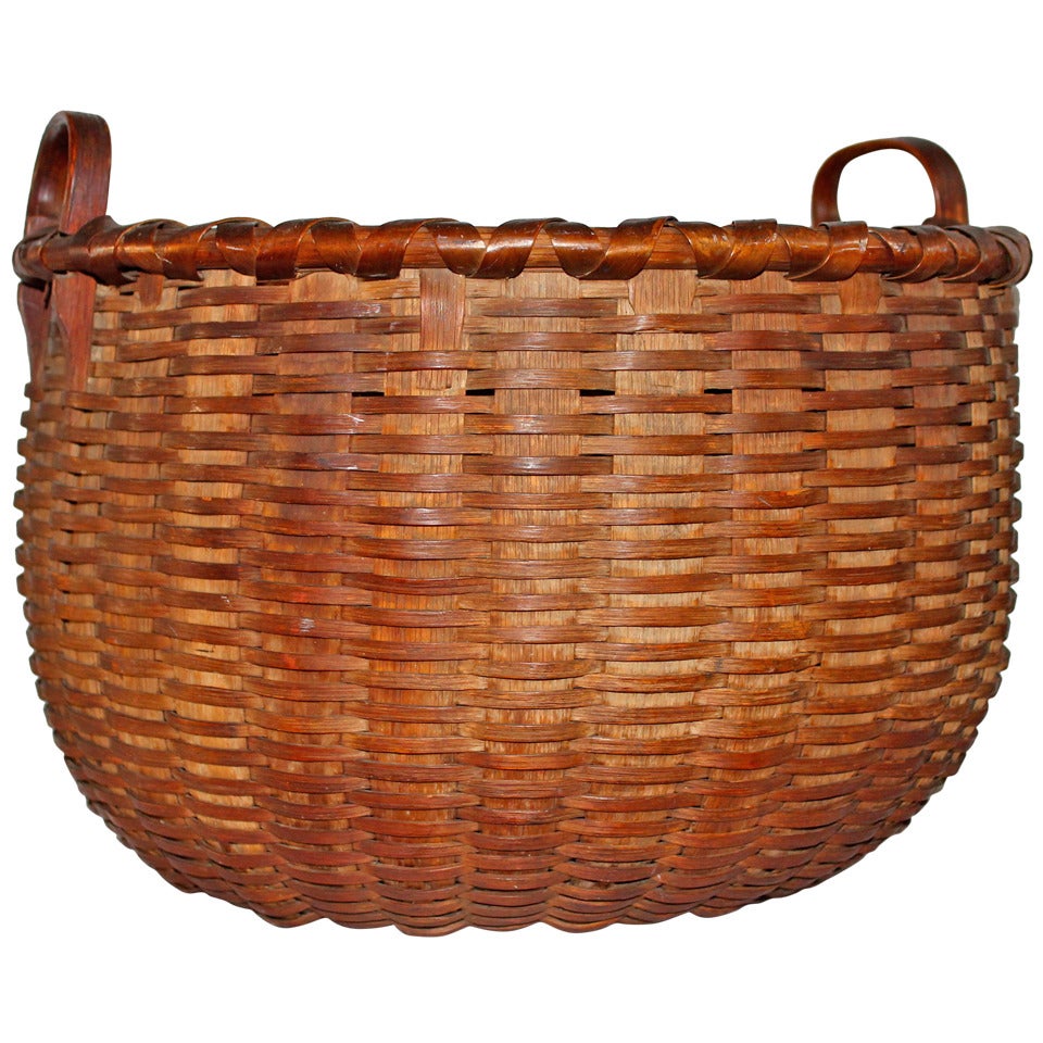 Large 19thc Double Handled Basket From Pennsylvania