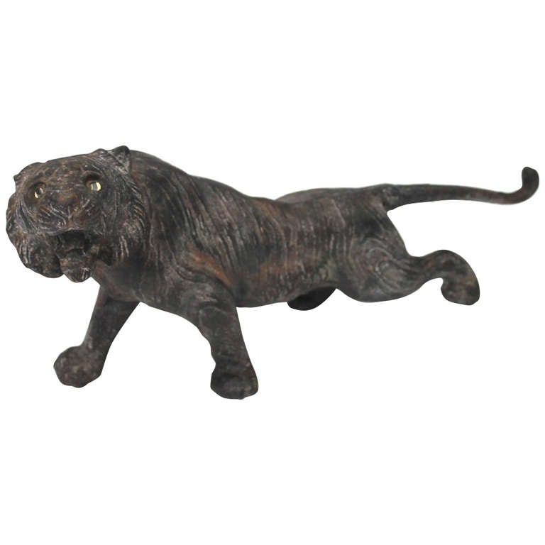 Rare 19th Century Iron Tiger Door Stop With Glass Eyes At 1stdibs Rare 19th Century Iron Tiger Door Stop With Glass Eyes For