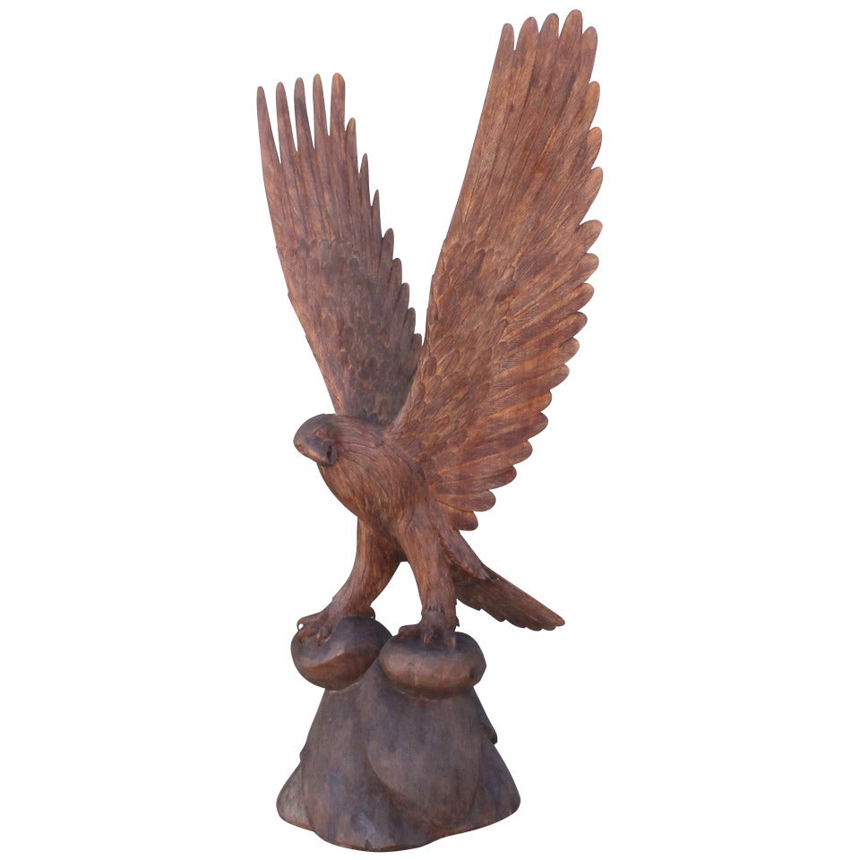 Monumental Hand Carved Mid Century American  Eagle
