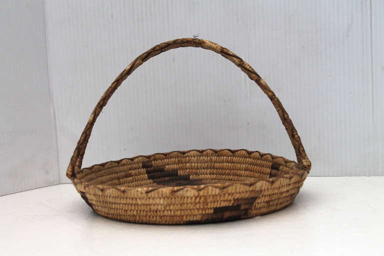 American Early 20th Century Papago Indian Handled Basket