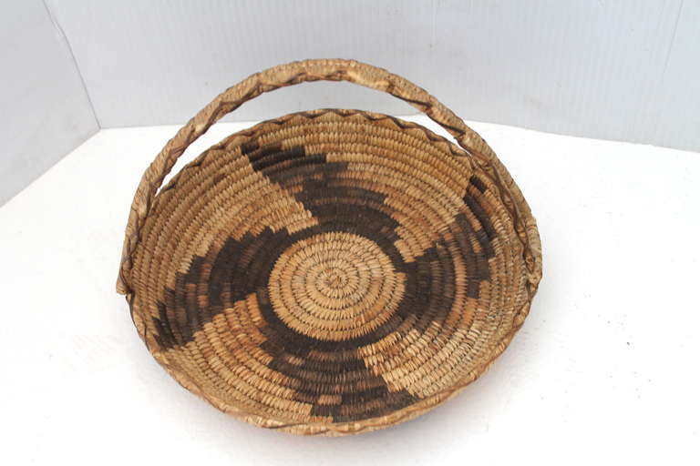 Early 20th Century Papago Indian Handled Basket In Excellent Condition In Los Angeles, CA