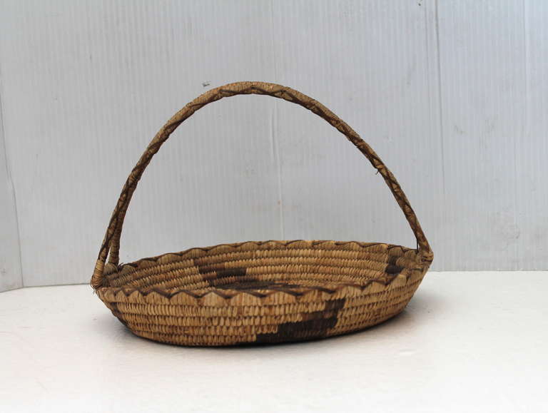 Straw Early 20th Century Papago Indian Handled Basket