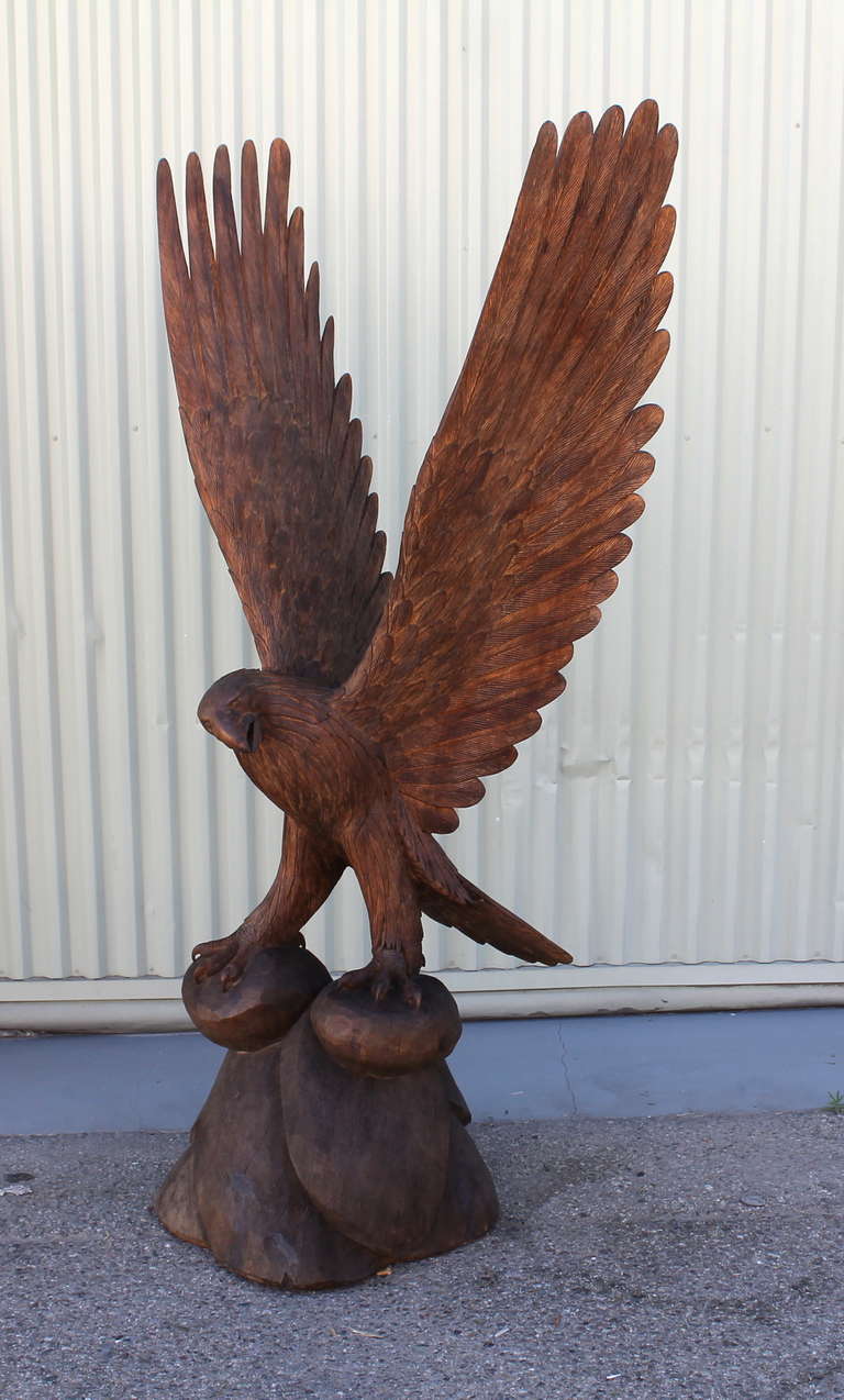 Folk Art Monumental Hand Carved Mid Century American  Eagle