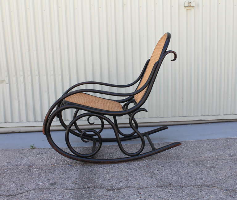 Mid-20th Century Fantastic Signed Thonet Bentwood Rocking Chair