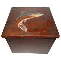 Early 20th Century Original Painted Fish Box