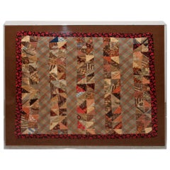 19th Century Early Mini Pieced Doll Quilt in Plexy Box