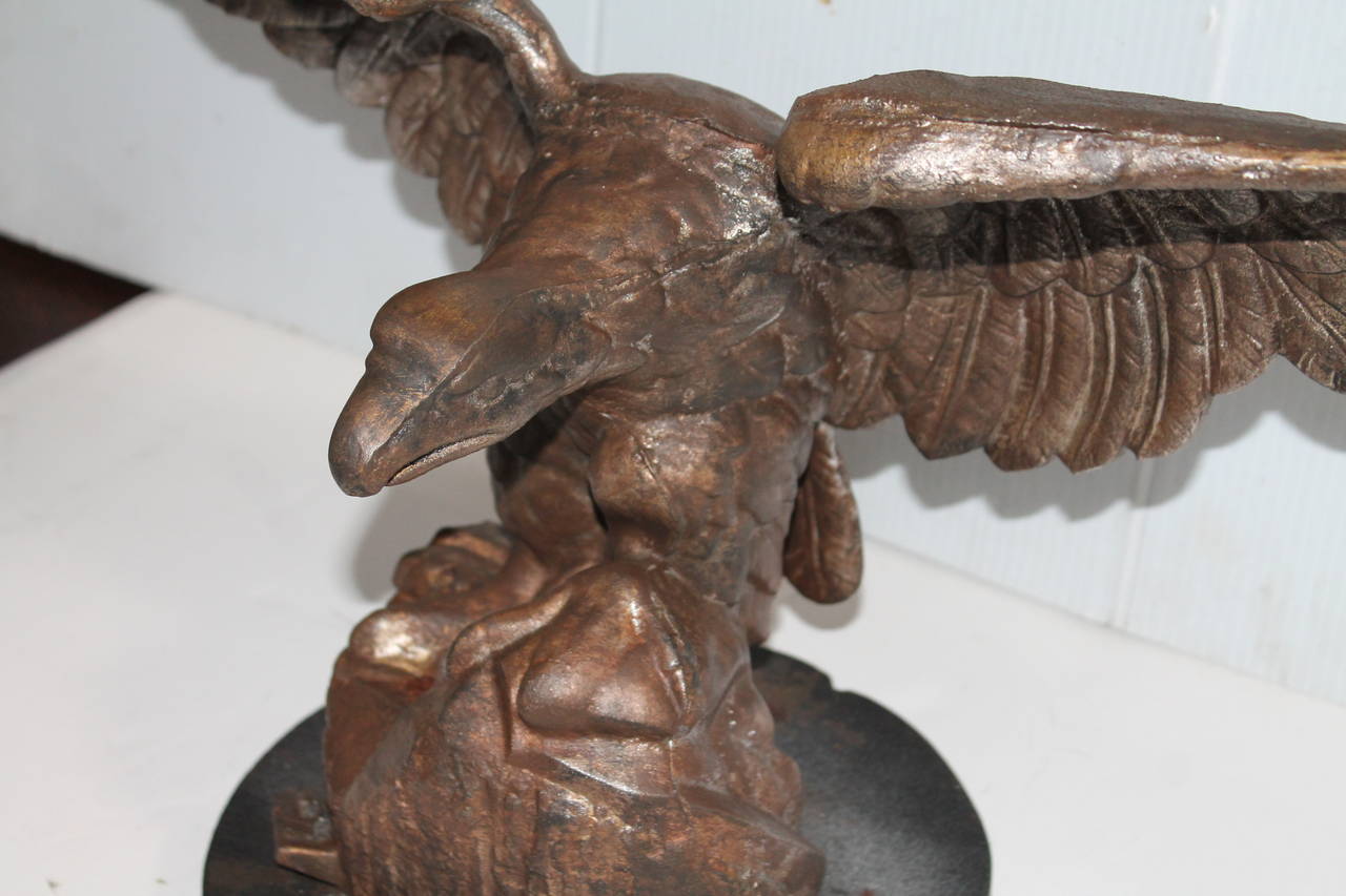 American Classical Monumental 19th Century Cast Iron Eagle on Wood Mount