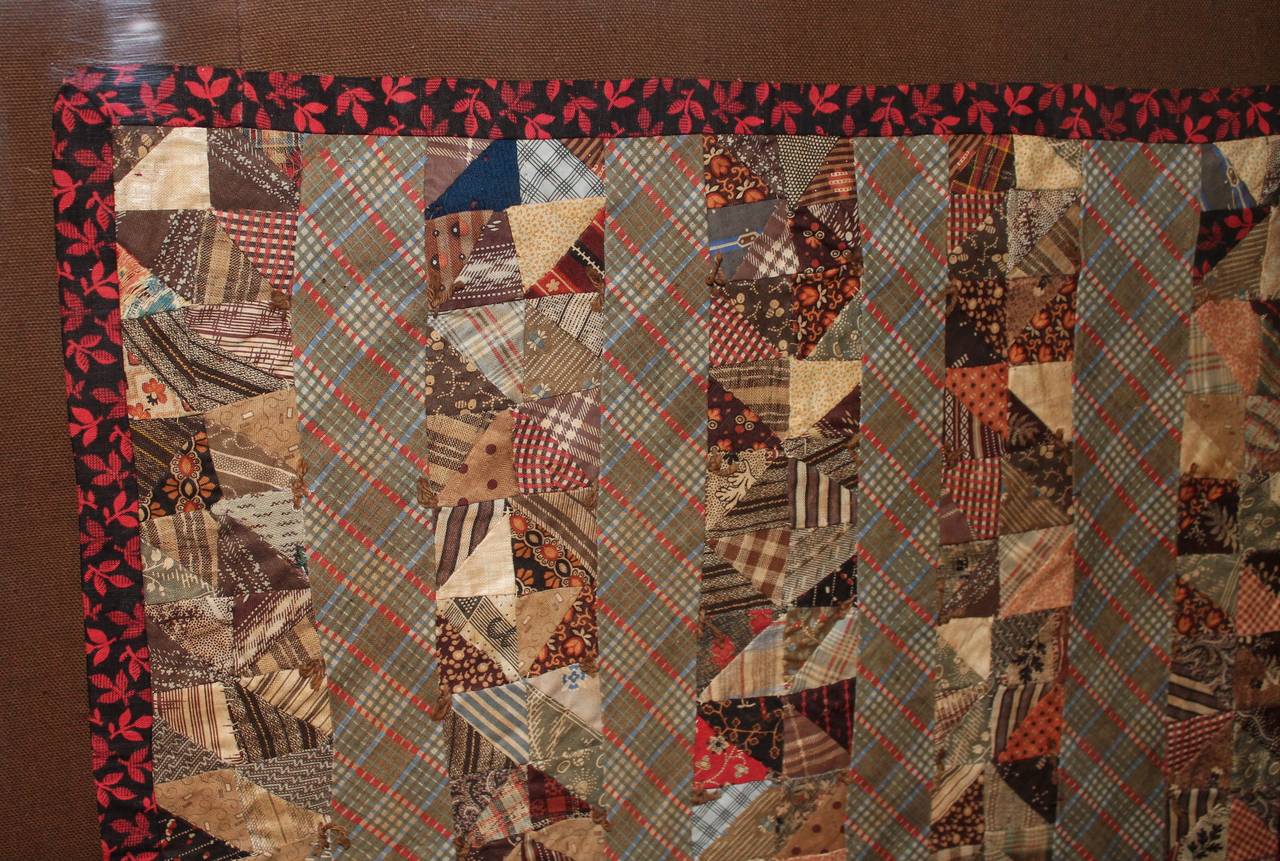 American 19th Century Early Mini Pieced Doll Quilt in Plexy Box