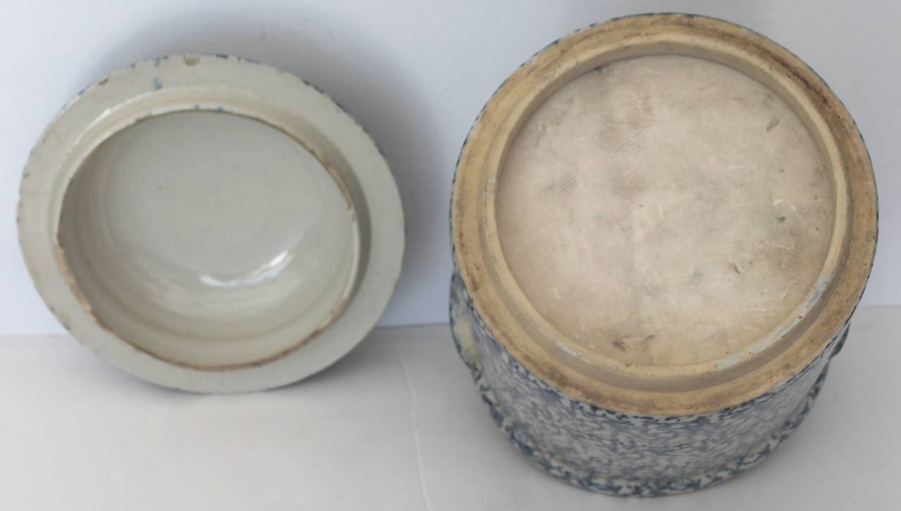 Zweiteiliger Wasserkühler aus Spongeware aus dem 19. Jahrhundert, rar im Angebot 3