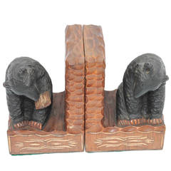 Pair of Hand-Carved Bear Bookends