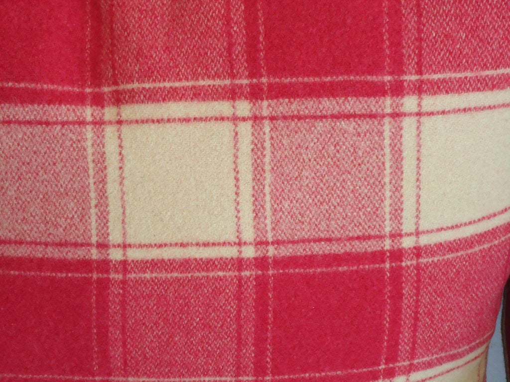 Folk Art Raspberry and Cream Wool Pendleton Blanket Pillows