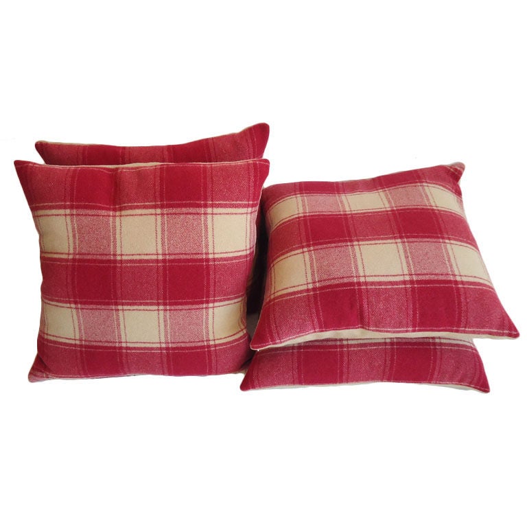 Raspberry and Cream Wool Pendleton Blanket Pillows at 1stDibs