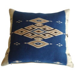 Large Texcoco Indian Weaving Pillow W/homespun Blanket Back
