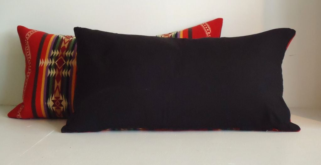 American Early 20thc Pendleton Blanket Bolster Pillows/pair