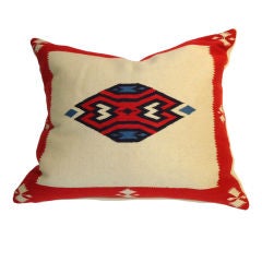 Large Texcoco Indian Weaving Pillow W/homespun Wool Blanket Back
