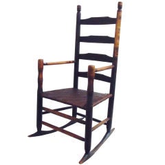 Early 19thc New England Original Paintedladderback Rocking Chair