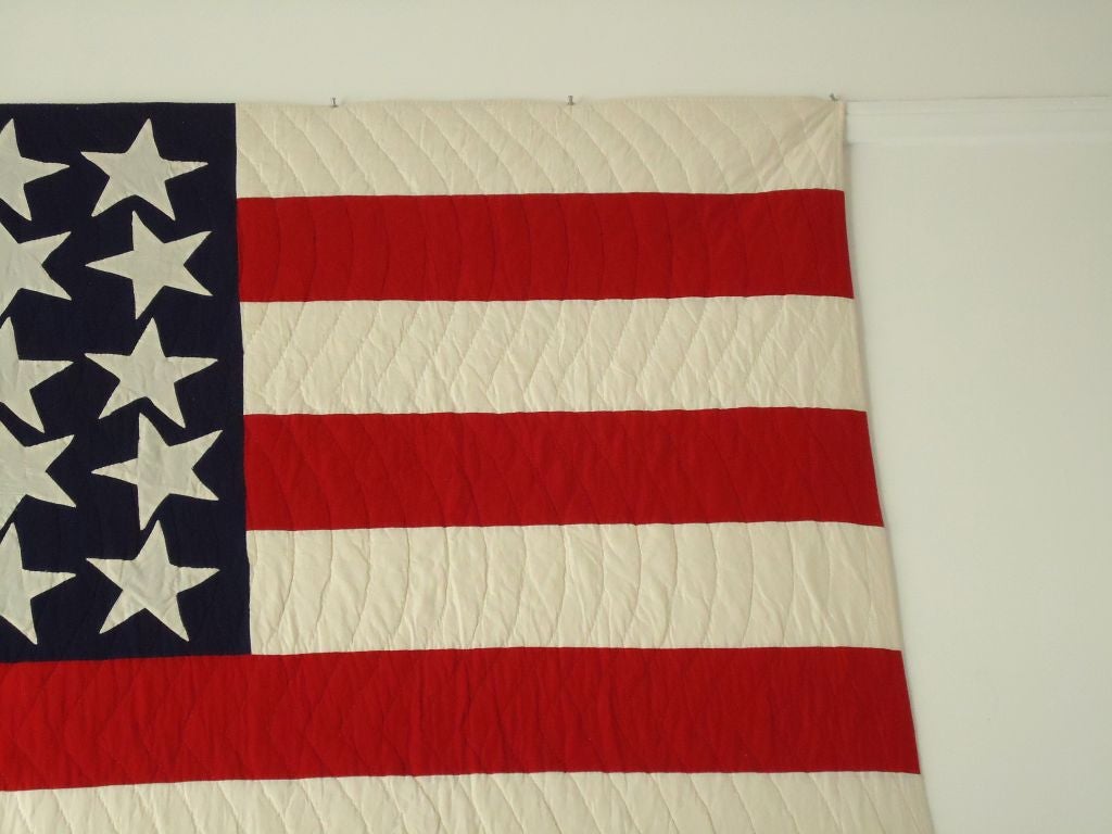 Mid-20th Century Rare & Folky 40 Star Flag Quilt From Pennsylvania  Collection