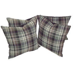 Early Pendleton Grey Plaid Wool Pillows