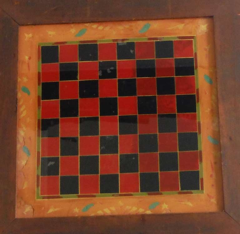 American 19thc Original Reverse Painted Game Board For Sale