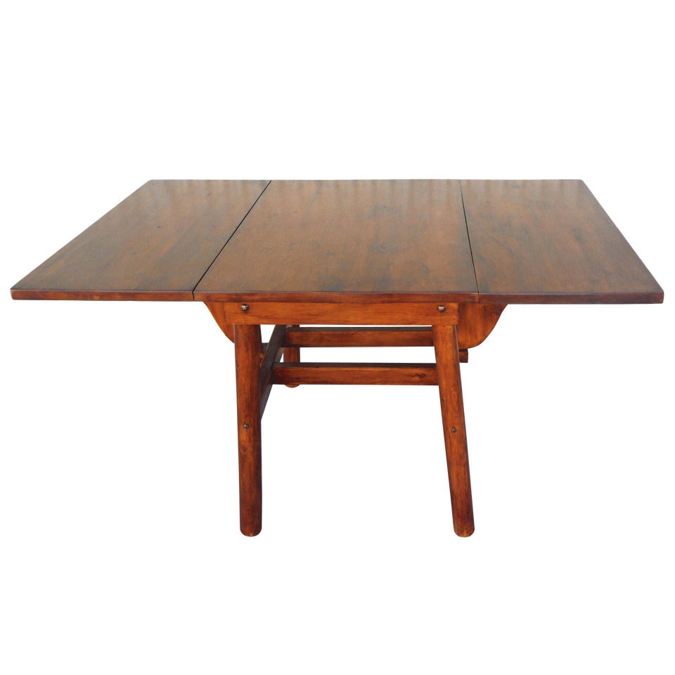 Signed Rittenhouse Furniture Rustic Drop-Leaf Dining Table