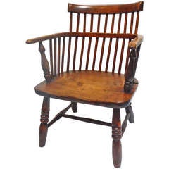 18thc Original Natural Old Surface New England Windsor Arm Chair