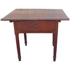 18thc Original Red Lift Top Tavern Table With Original Drawer Antique 18thc Original Red Lift Top Tavern Table With Original Drawer
