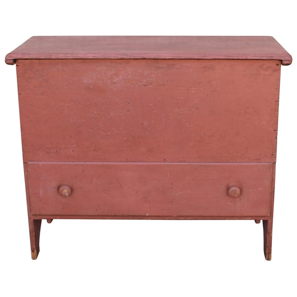Early 19th Century Original Salmon Painted Tall Blanket Chest