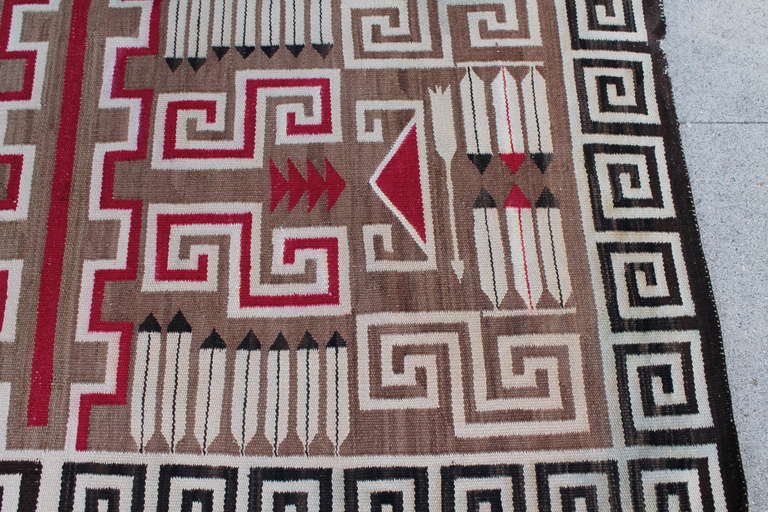 Woven Early 20th Century Navajo Indian Weaving Rug