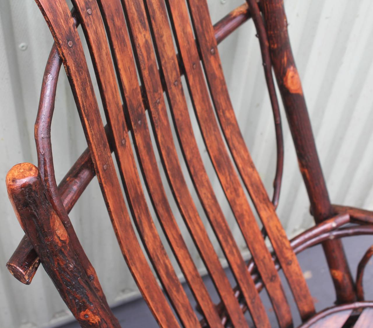 Patinated Pair of Matching Amish Bentwood Rocking Chairs