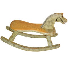 Antique 19thc Folky Original Painted Childs Rocking Horse From N.e.
