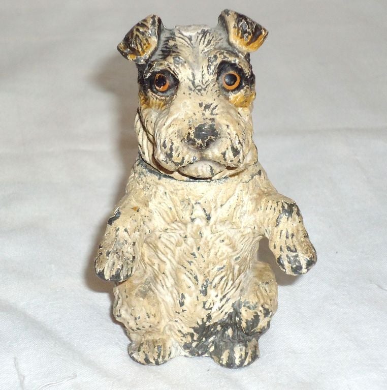 American Early  20thc Original Painted Hubley Dog Toothpick Holder