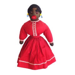 Antique Early & Folky 19thc Black Girl  Bottle Doll/ All Original