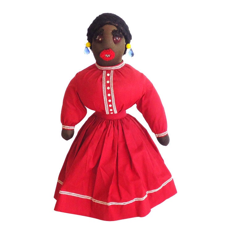 Early & Folky 19thc Black Girl  Bottle Doll/ All Original