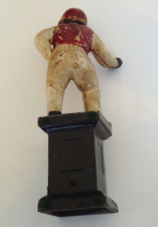 19th Century Folky Original Painted Iron Afro-American Man Door Stop In Good Condition In Los Angeles, CA