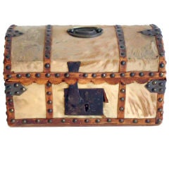 Early 19thc N.e. Dated 1835 Leather Covered Wood Document Box