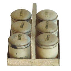 19thc Original White  Painted Small Scale Tin Spice Set