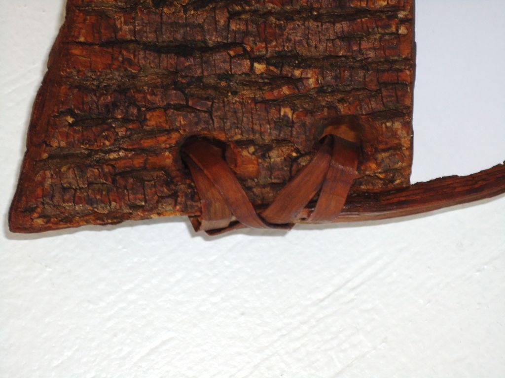 Early 20th Century Bark Covered Handmade Wood Wall Pocket 1