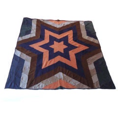 Antique 19thc Wool Pennsylvania Mennonite Six Point Star Quilt