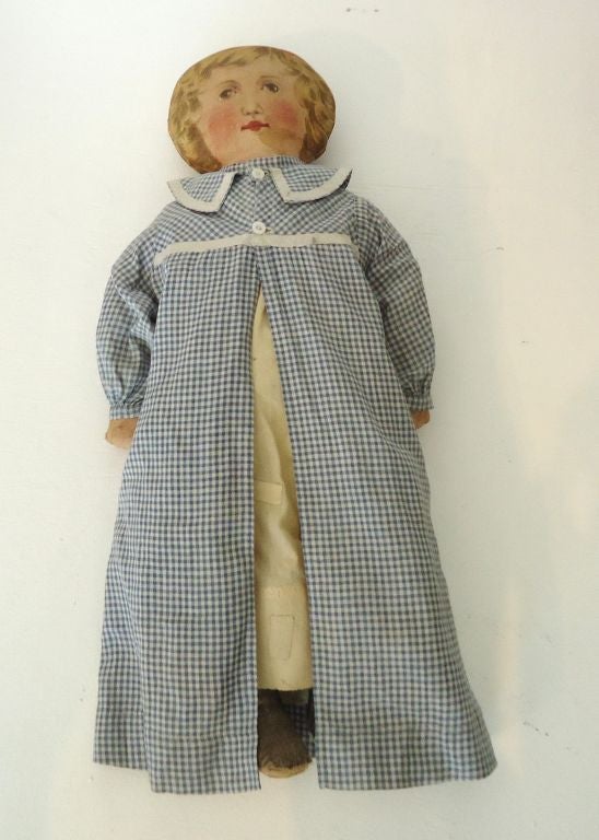19thc Original Printed Litho. Fabric Doll with 19thc Clothing 3