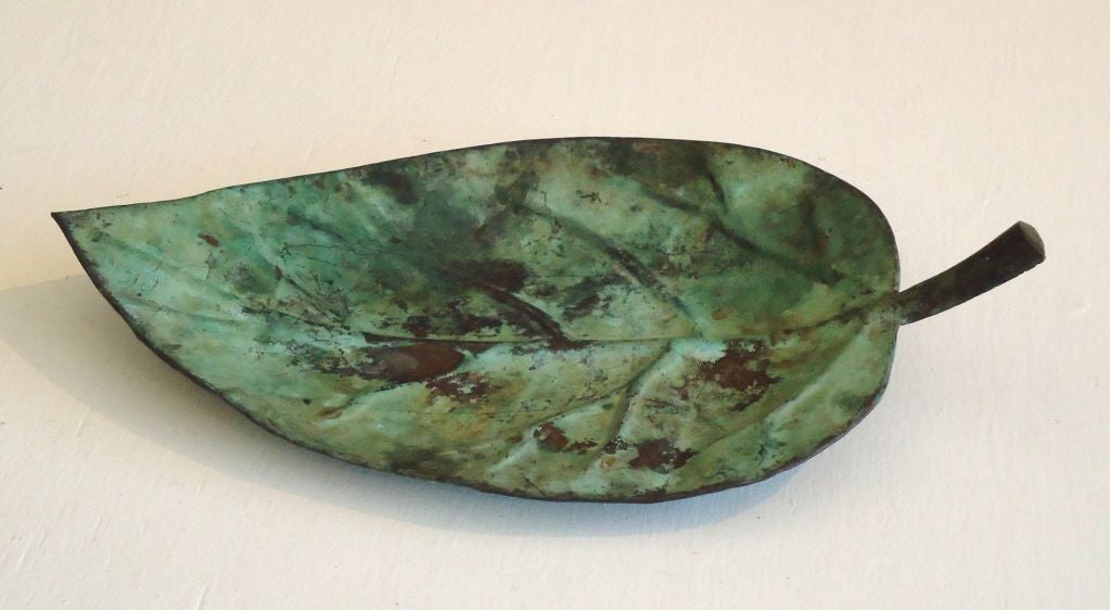 Early 20thc Bronze Leaf Tray On Feet
