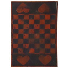 Rare & Unusual Late 19thc Make Do Gameboard W/ Hearts