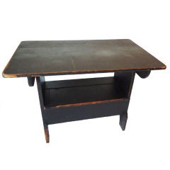 19thc Original Black  Painted Lift Top Table From Pennsylvania