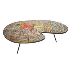 Funky Midcentury Tile Top Table From France/ 1960''s